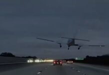 हायवेवर क्रॅश लँडिंग दरम्यान विमानाची कारला धडक, Video