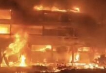 बस आणि ट्रकचा भीषण अपघातात होरपळून तीन जणांचा मृत्यू