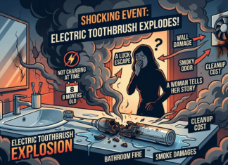 बाथरूममध्ये इलेक्ट्रिक टूथब्रशचा स्फोट; धुराचे लोट अन् आगीच्या भक्ष्यस्थानी येता-येता वाचले कुटुंब