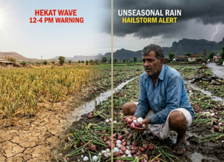 महाराष्ट्र हवामान अपडेट: राज्यावर दुहेरी संकट! एका बाजूला उष्णतेची लाट तर दुसरीकडे गारपीटीसह अवकाळीचा तडाखा