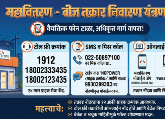 वीज पुरवठा खंडित झाल्यास या टोल फ्री क्रमांकावर करा तक्रार